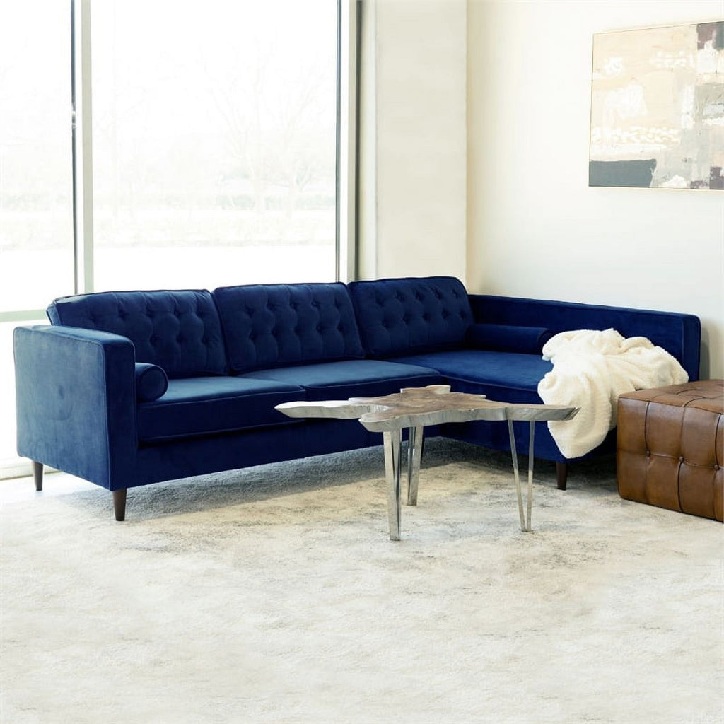 Blue Velvet L-Shaped Right-Facing Sectional E603263