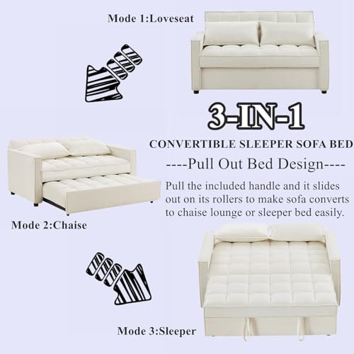 3 in 1 Velvet Sleeper Loveseat with Pull Out Bed P778487
