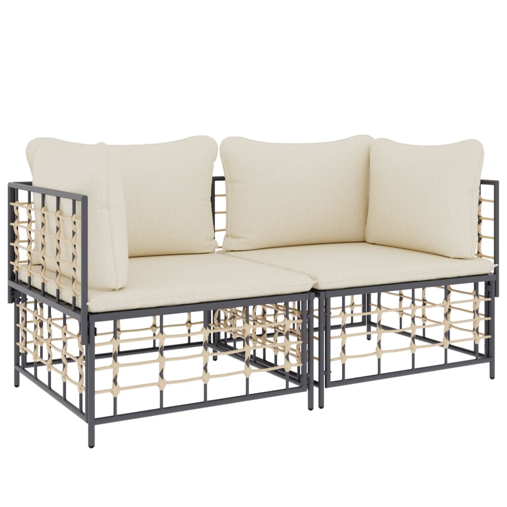 Sectional Corner Sofa with Cushions 2 pcs Poly Rattan O614