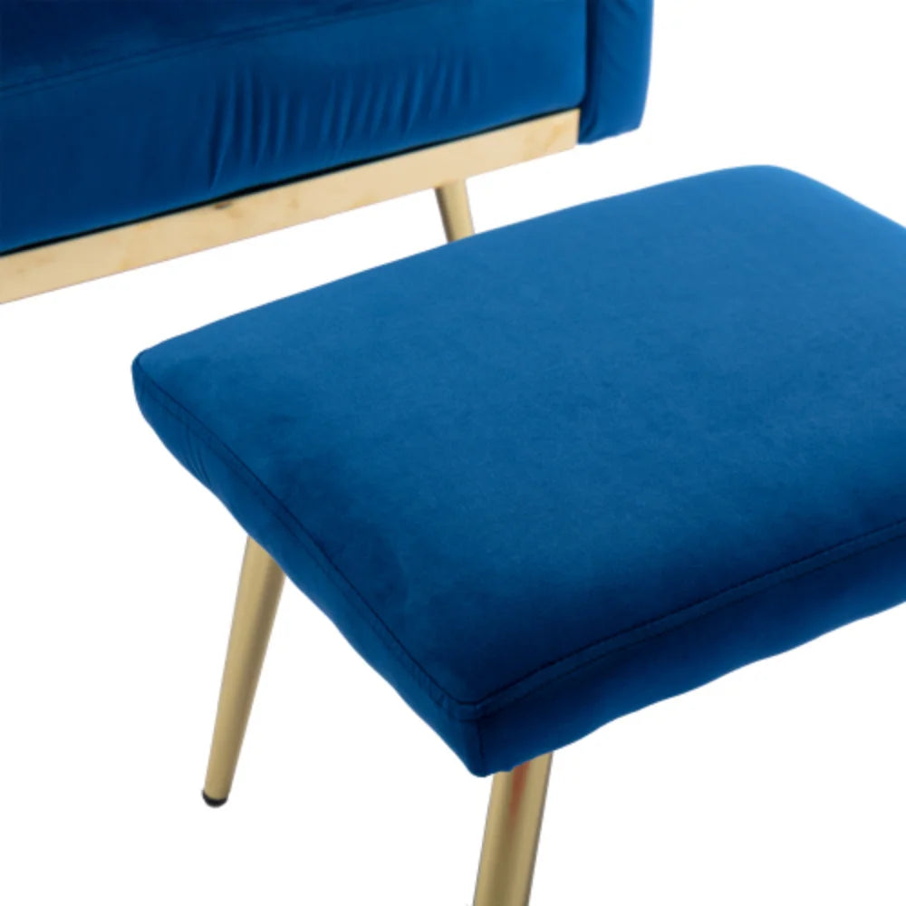 Navy Velvet Accent Chair with Ottoman U442