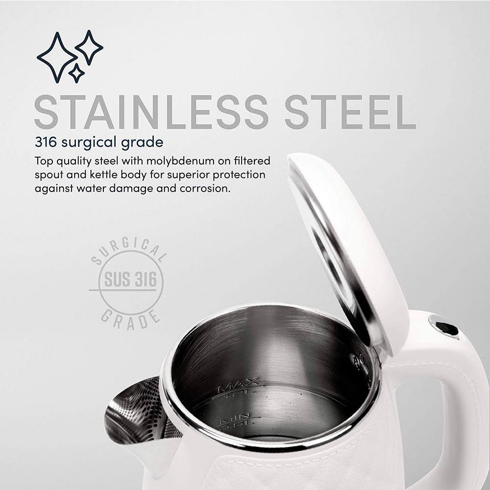 White 1.2L Stainless Steel Electric Water Kettle E980