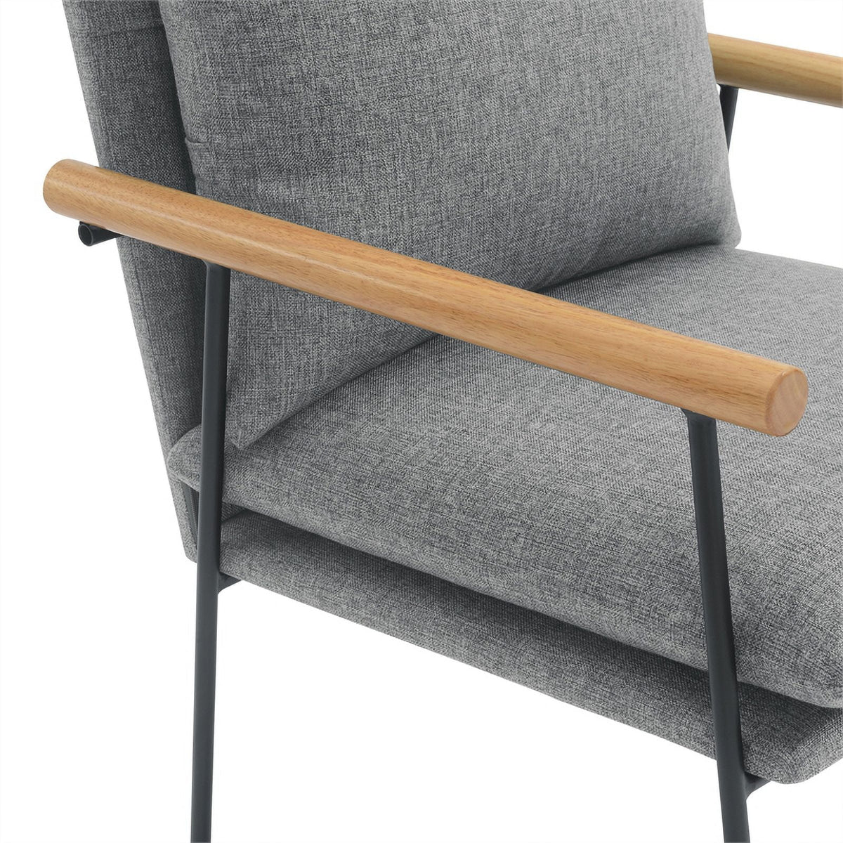 Charcoal Fabric Armchair with Natural Arms and Black Sled Base L19145
