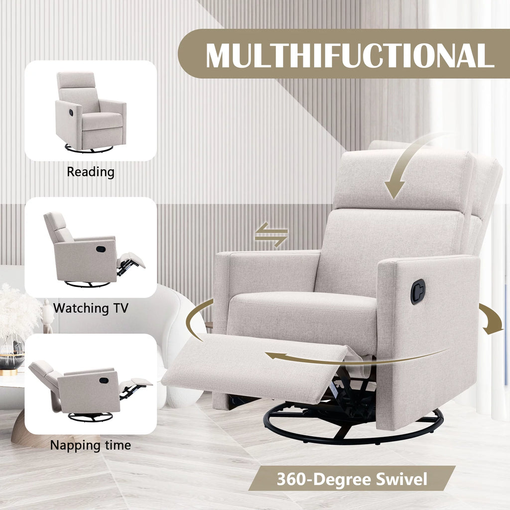 Tan Upholstered Swivel Recliner Chair X359