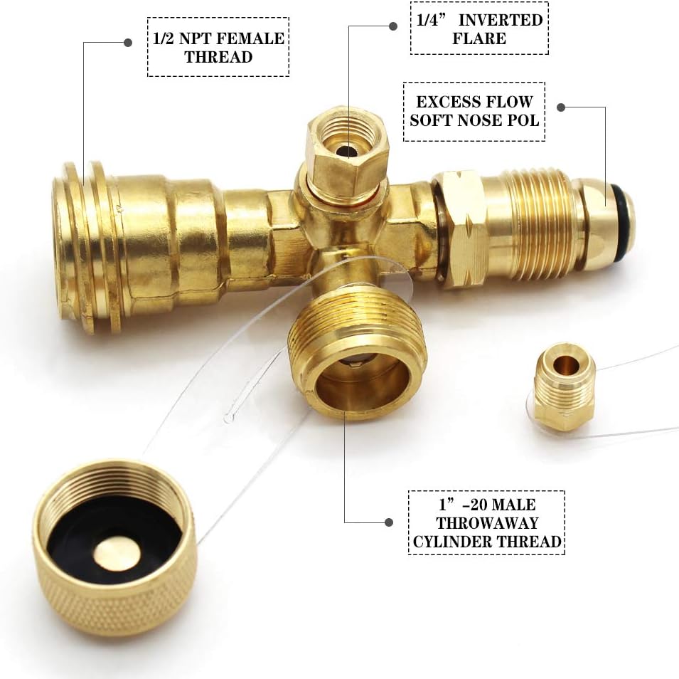 Propane Cylinder Brass Tee with 4 Port Adapter S41322