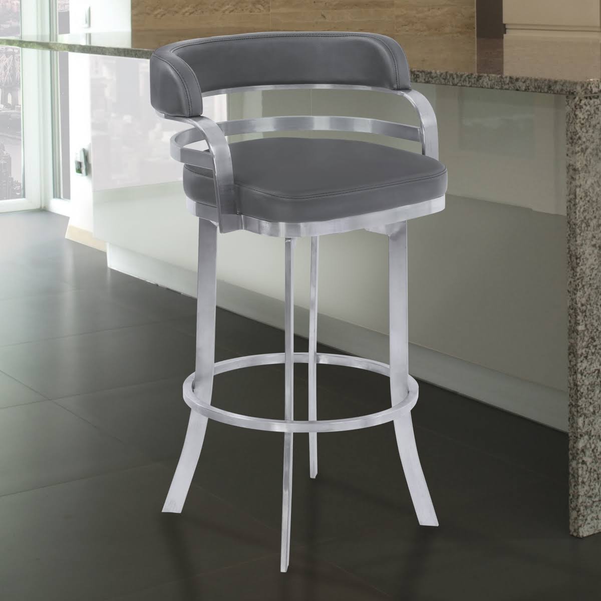 Grey Swivel Barstool F2405