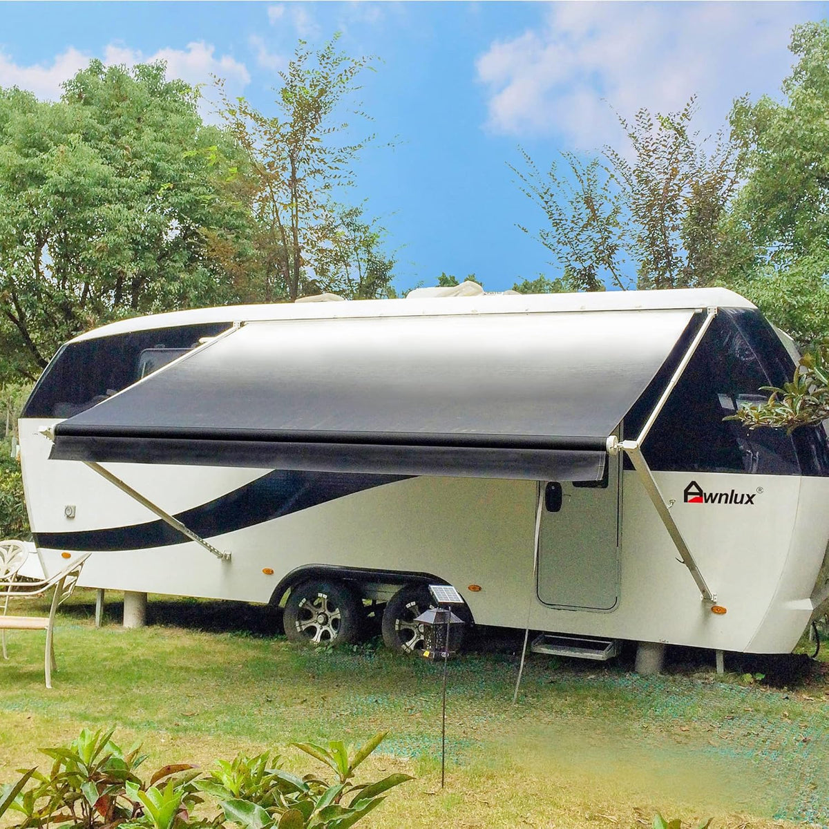 White Manual Retractable RV Awning 20x8 Ft Q2875