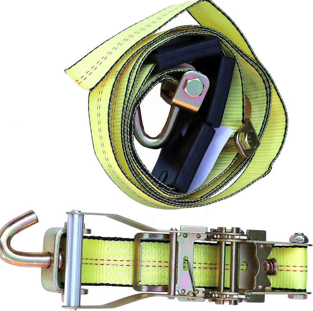 2 x10' Yellow Heavy Duty Swivel J Hook Wheel Strap Ratchet Tie Down (4 Pack) V238472