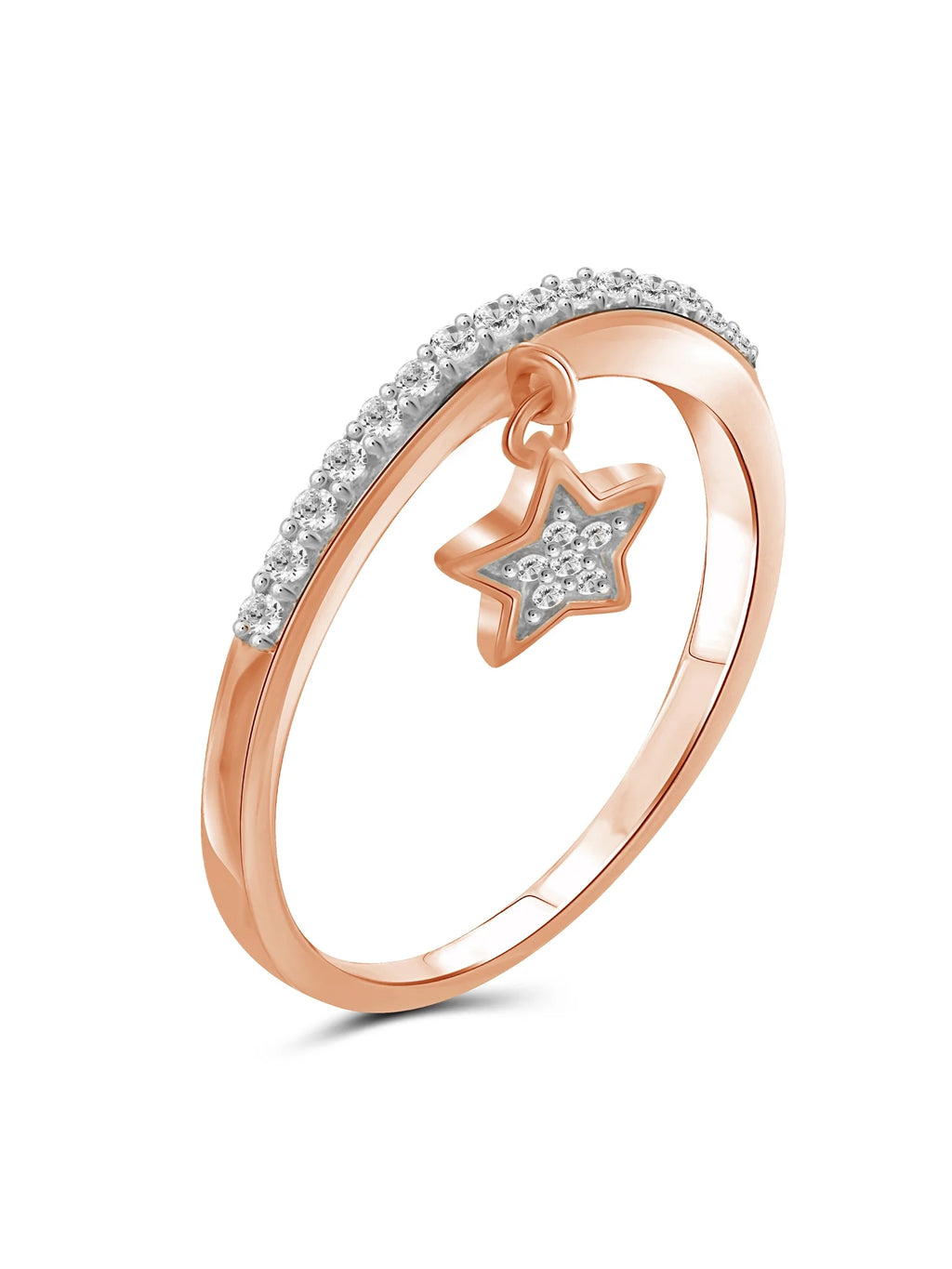 1/5 Carat White Diamond Ring Rose Gold Over Silver Y6038
