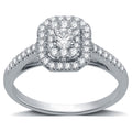 Emerald Halo Diamond 10 Kt White Gold Engagement Ring K414
