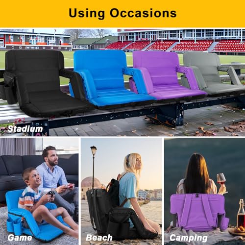 2 Pack Wide Folding Stadium Seats with Back Support and Cushion G50205