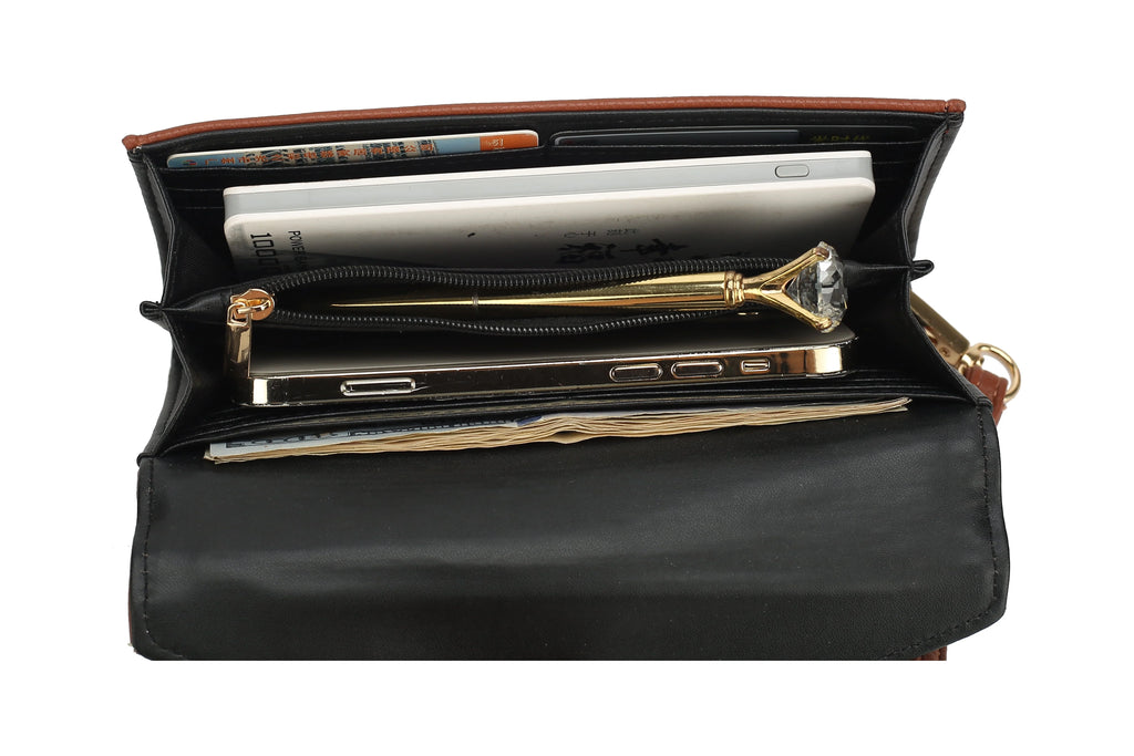 Black Vegan Leather Satchel & Wristlet Wallet A238