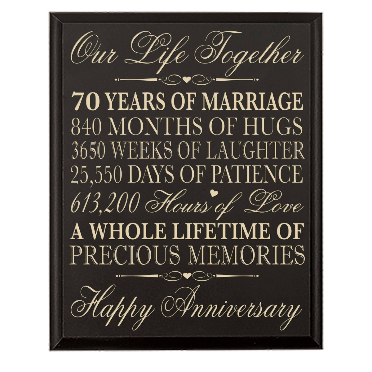 70th Wedding Anniversary Wall Plaque U955