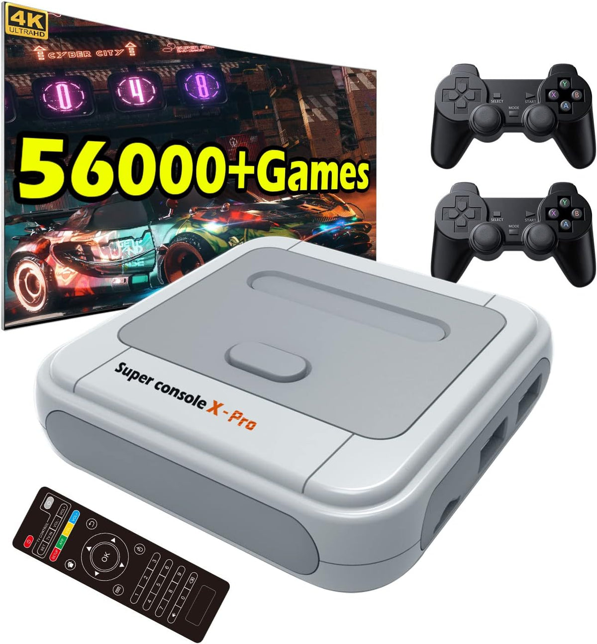 256GB Retro Game Console with 62,000+ Games, Dual Systems, 2 Controllers V980