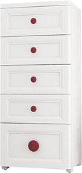 White Rolling 5 Drawer Plastic Storage Cabinet Z224