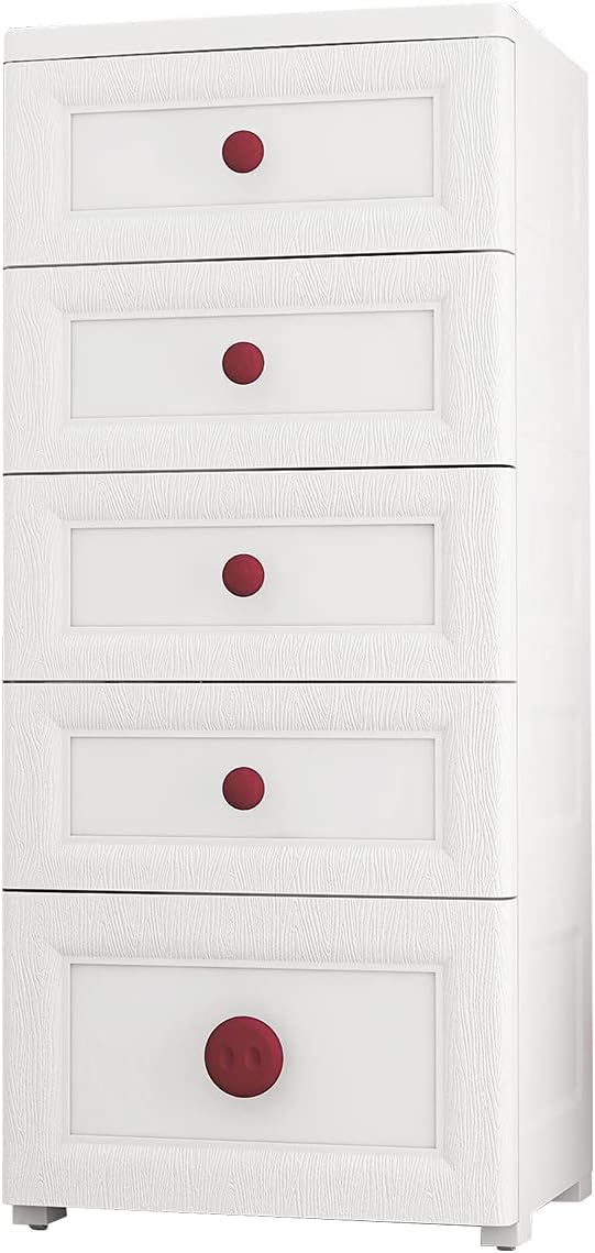 White Rolling 5 Drawer Plastic Storage Cabinet Z224