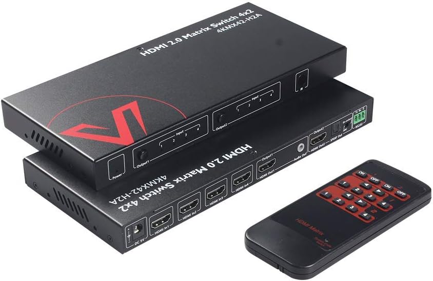 HDMI 2.0 Matrix Switch 4x2 4K@60Hz 4:4:4 HDR 18Gbps R95661