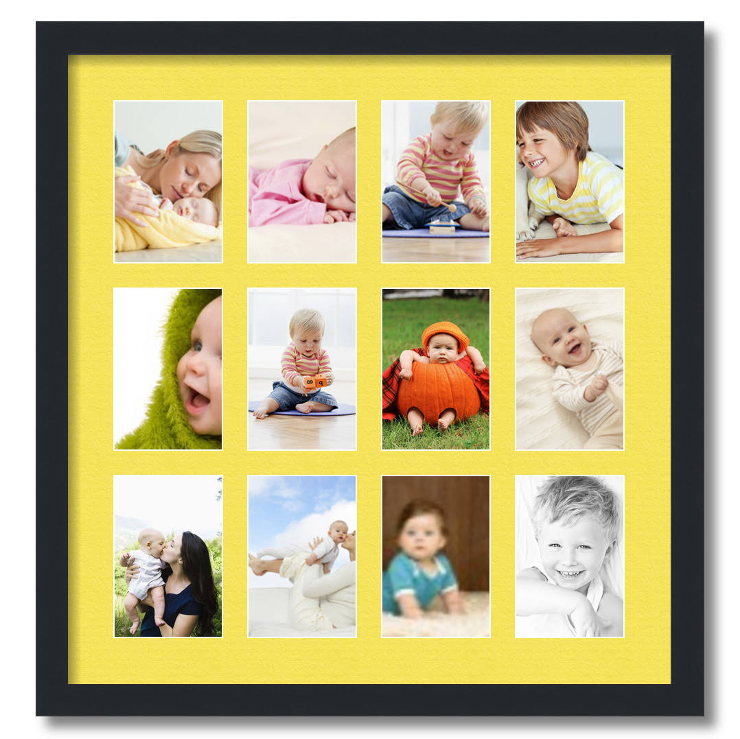 Satin Black Picture Frame with 12 openings for 4x6 Photos J423