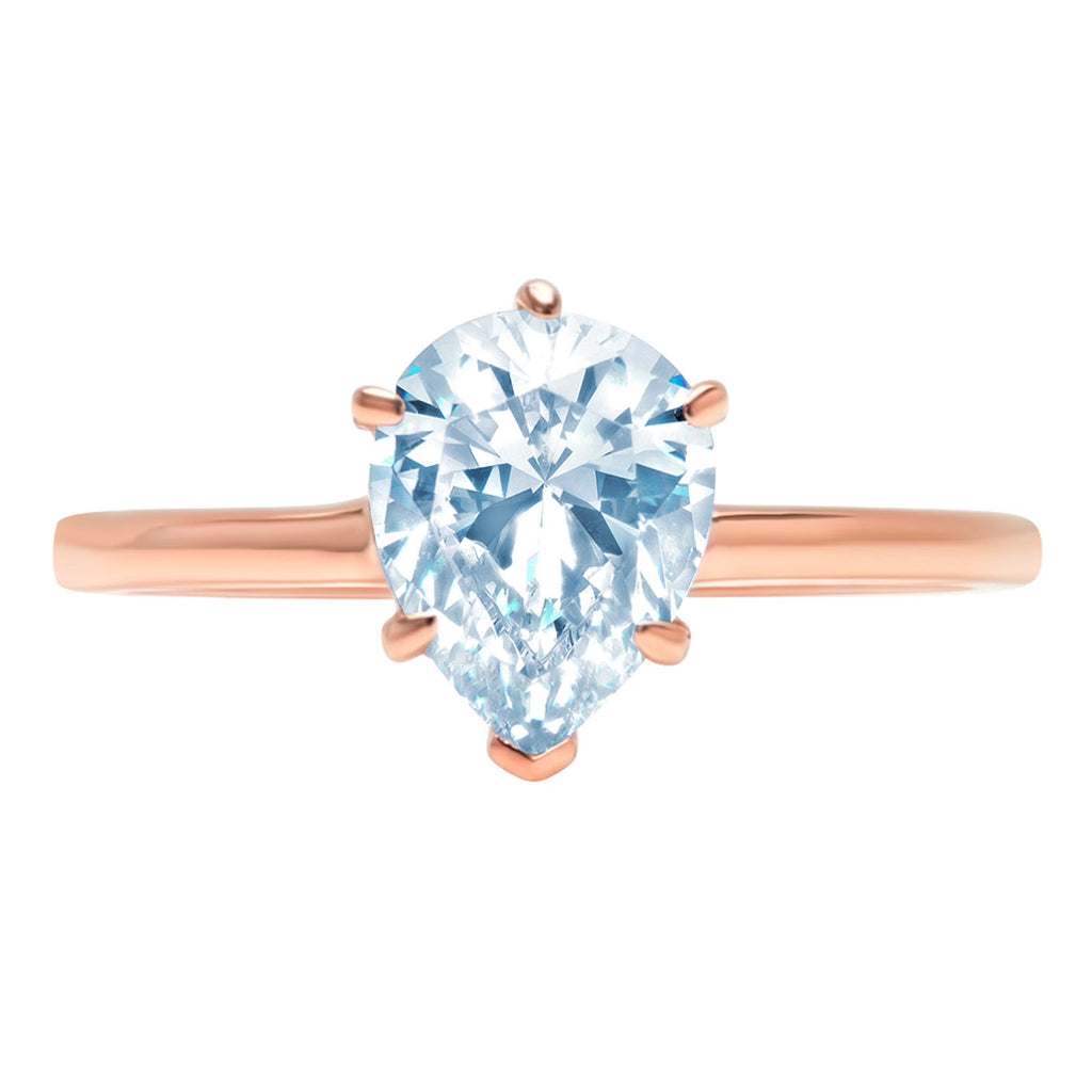 Pear Cut Blue Simulated Diamond 18k Rose Gold Ring Size 10.5 U654975