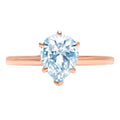 Pear Cut Blue Simulated Diamond 18k Rose Gold Ring Size 10.5 U654975