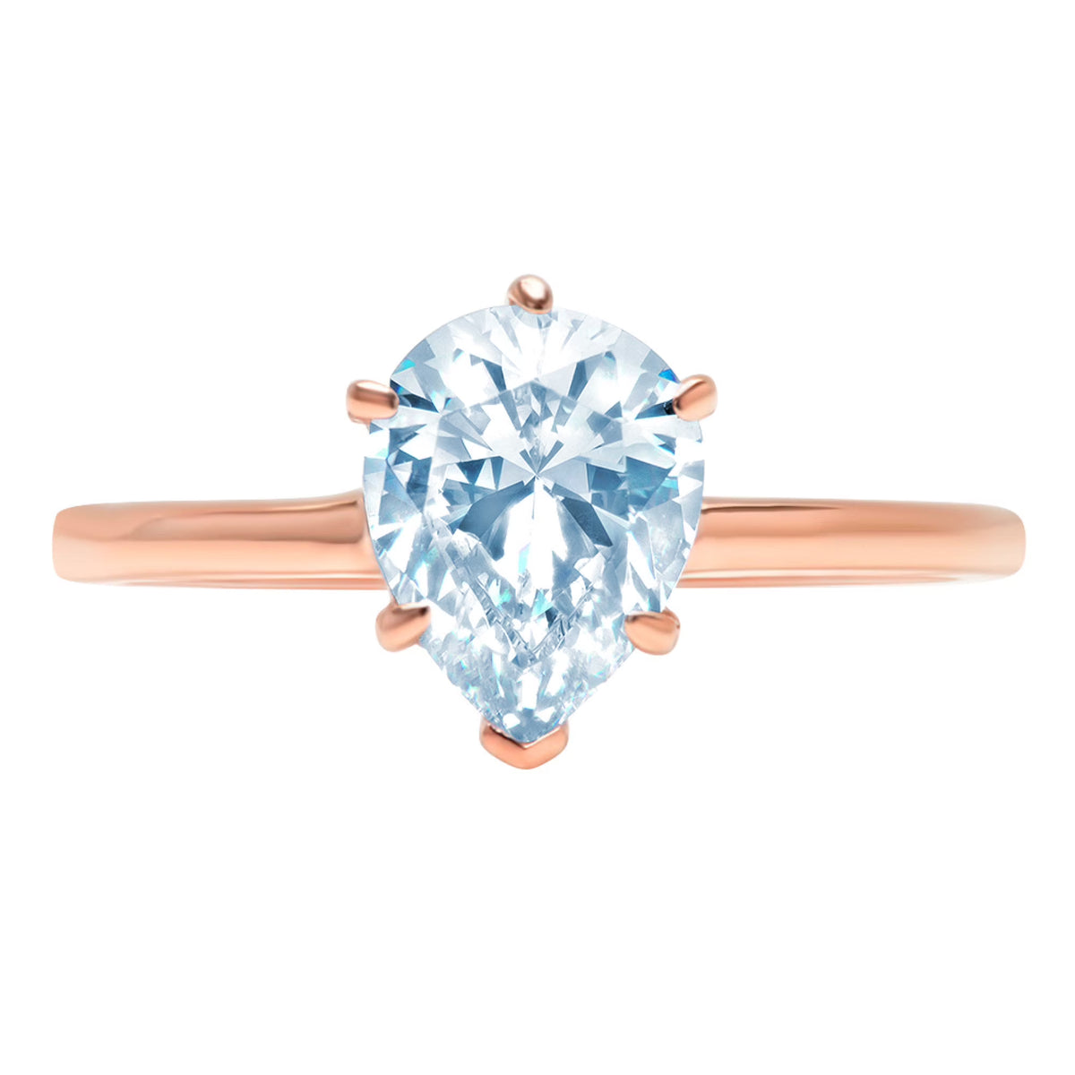 Pear Cut Blue Simulated Diamond 18k Rose Gold Ring Size 10.5 U654975