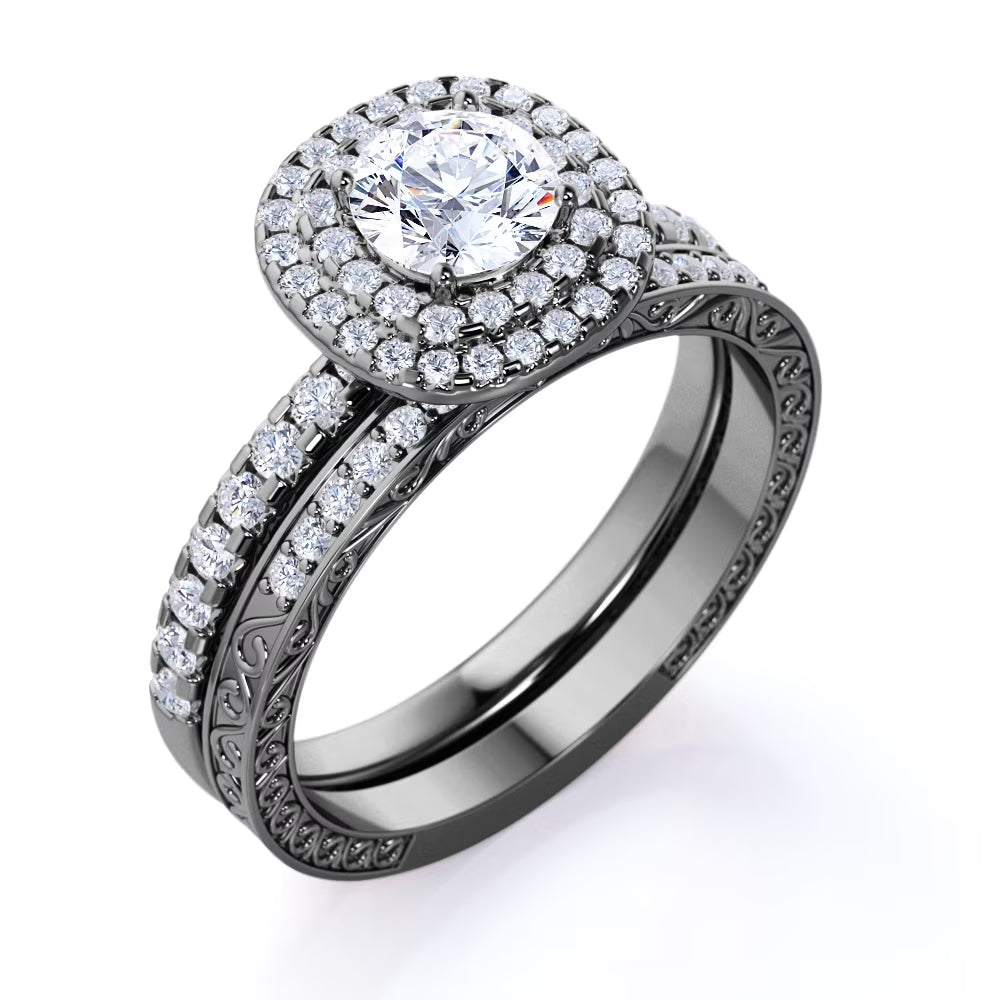 Vintage Gothic Wedding Ring Set C24020