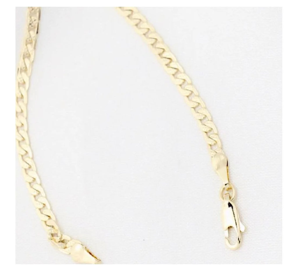 14K Bonded Gold Cuban Chain Necklace with Rose Cross Charm W490