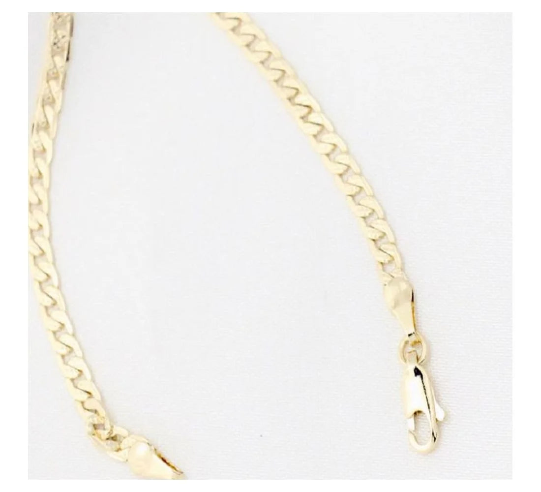 14K Bonded Gold Cuban Chain Necklace with Rose Cross Charm W490