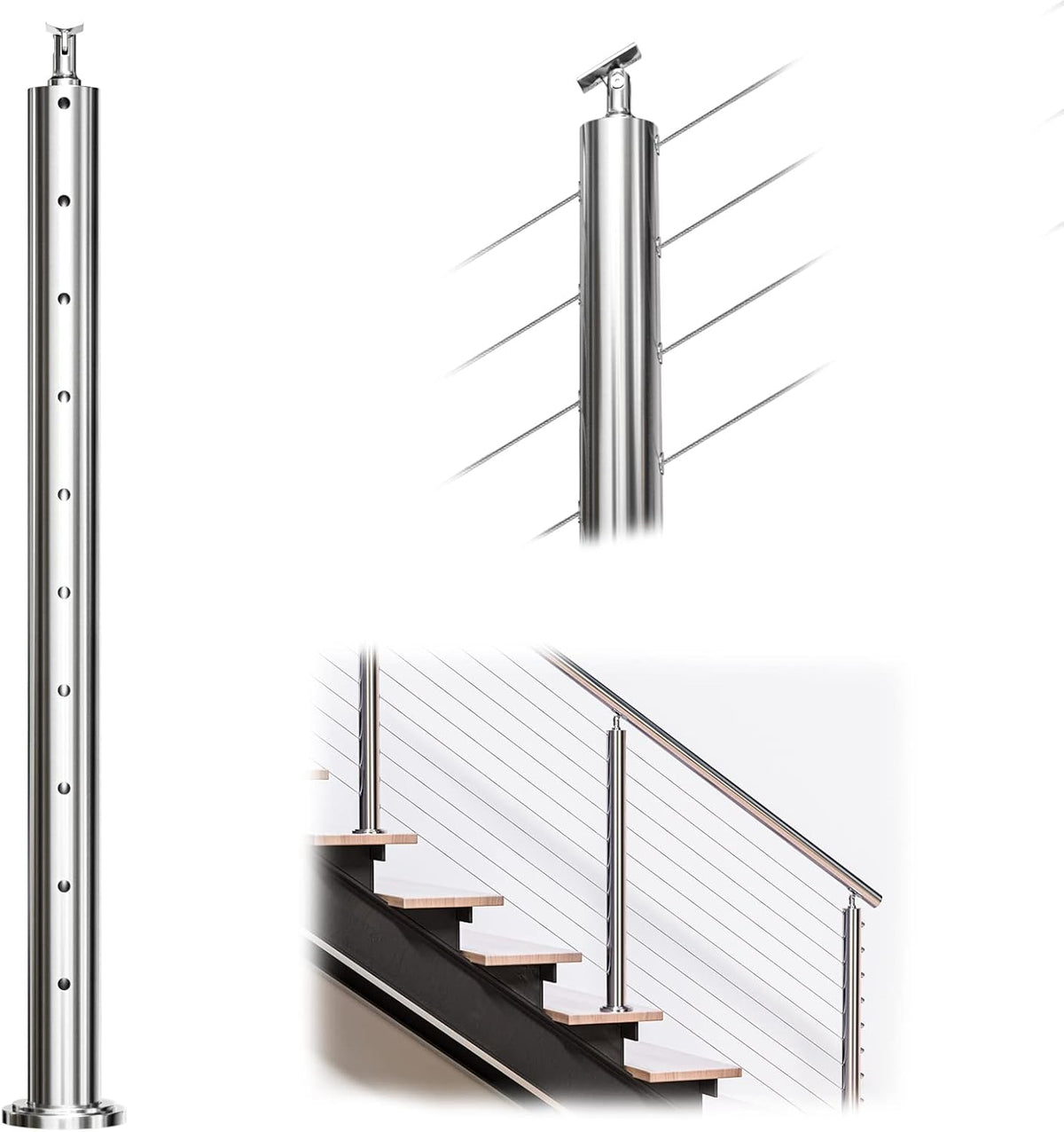 36”x2.36” Stainless Steel Brushed Finishing Pre-drilled Posts D72313