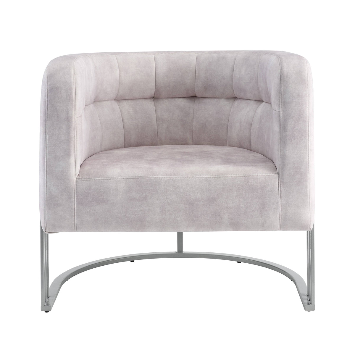 Beige Velvet Tufted Curved Back Barrel Accent Chair Q38179