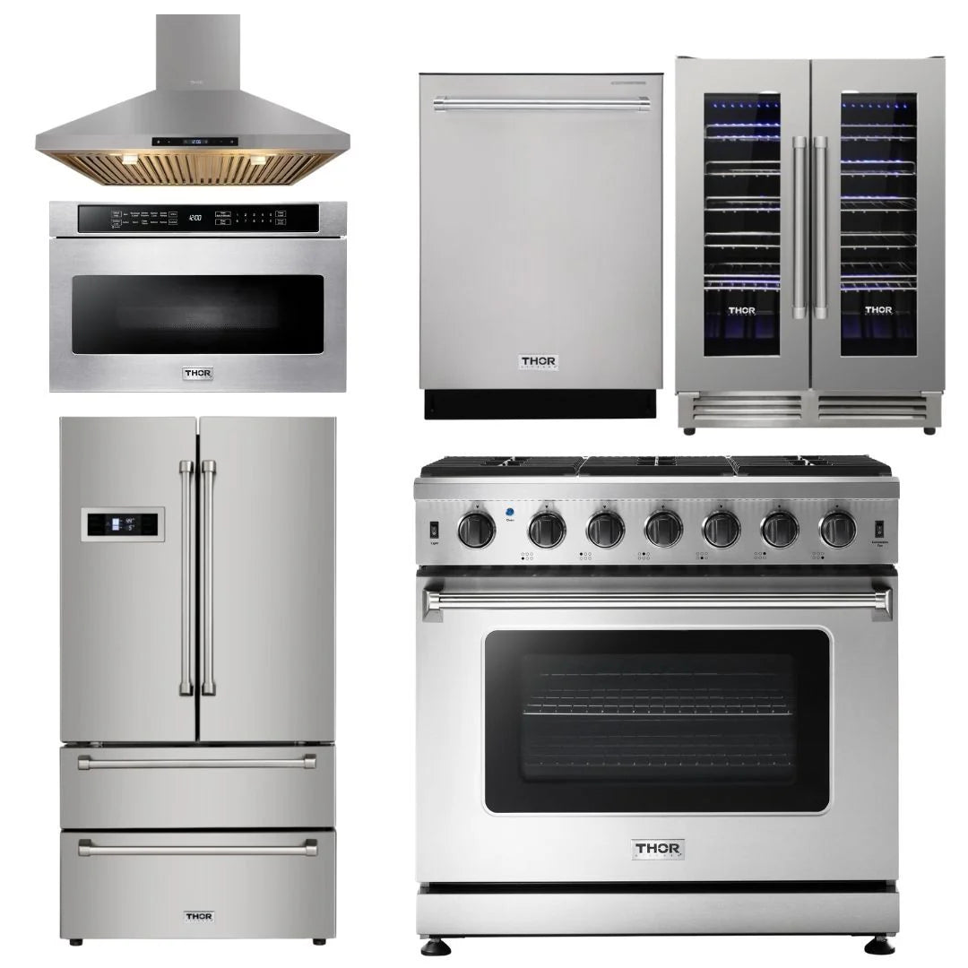 36 in. Natural Gas Range 6 Piece Appliance Package R5966