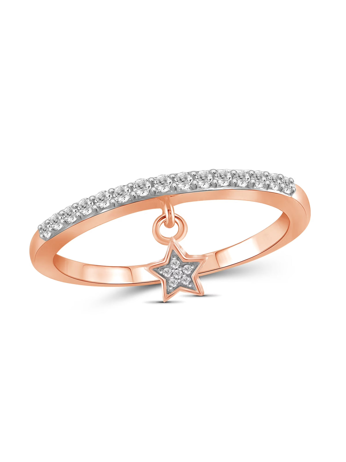 1/5 Carat White Diamond Ring Rose Gold Over Silver Y6038