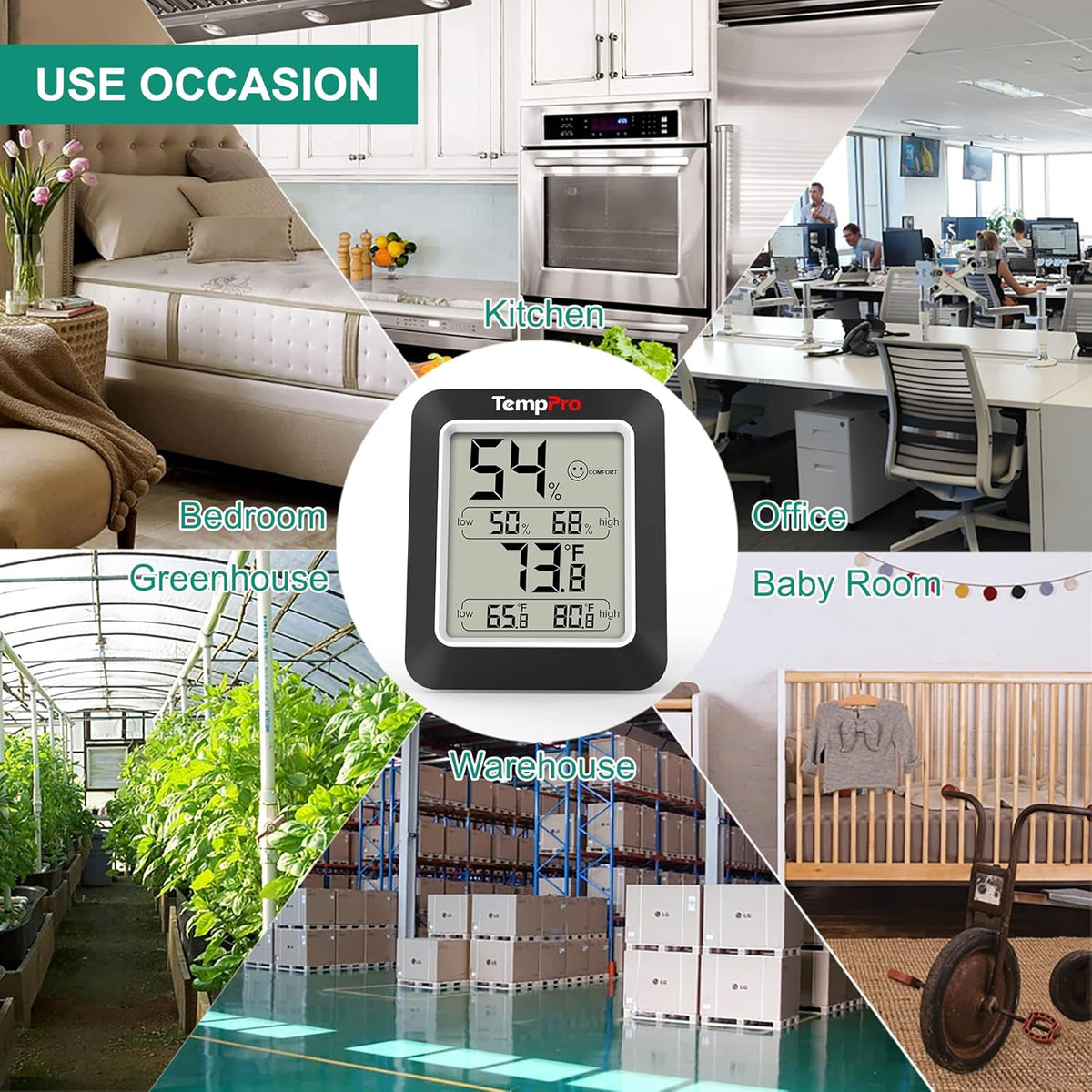 Black 2 Pack Indoor Thermometer Humidity Sensor N661