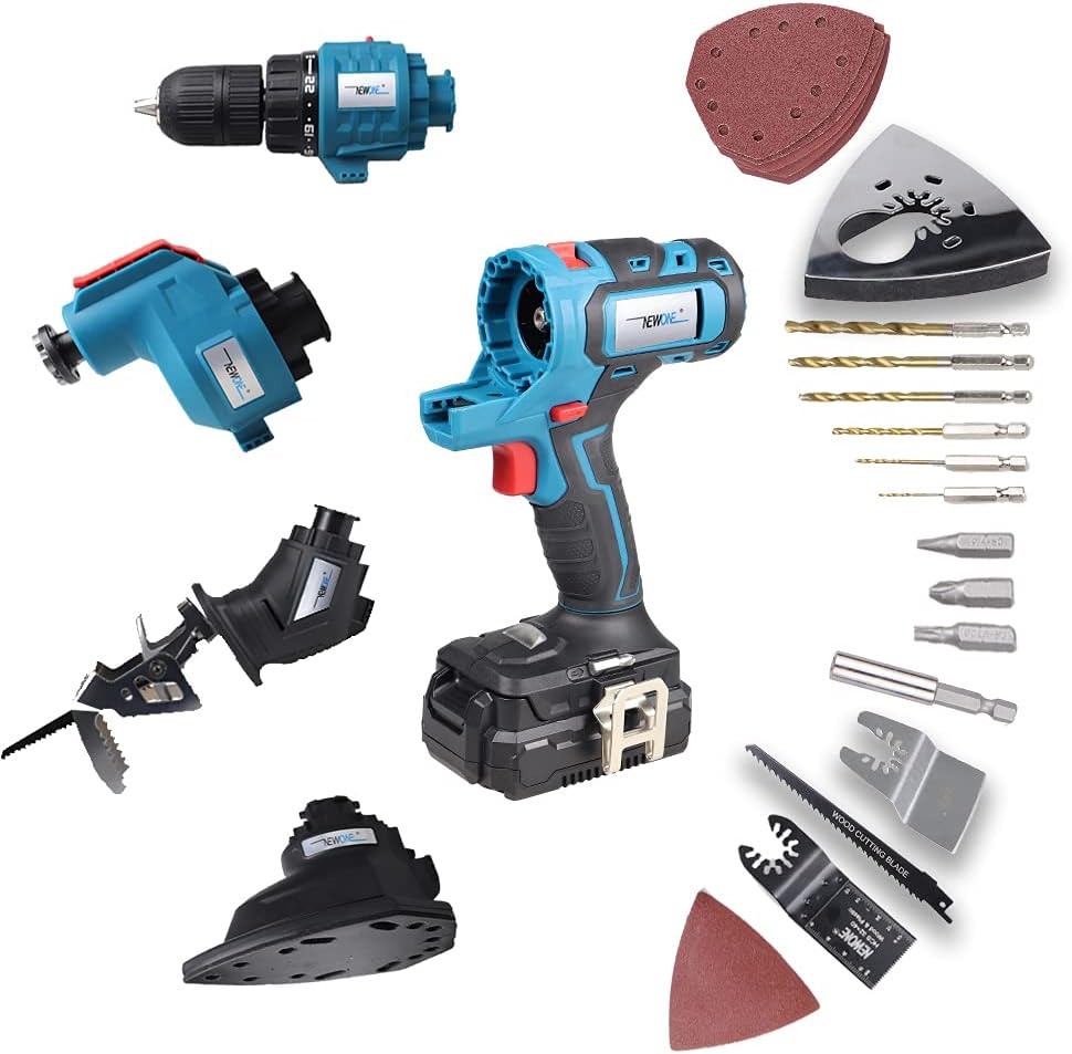 20V MAX Power Tool Combo Kit with Case, 4-Tool Attachments Drill, Reciprocating Saw, Oscillating Tool, Sander A176