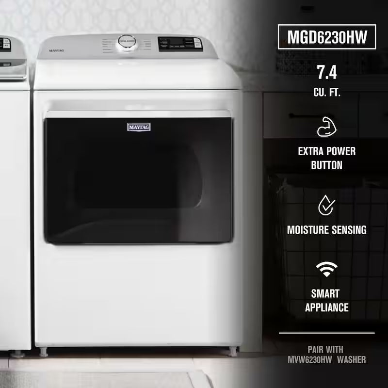 White Gas Dryer with Hamper Door D86634