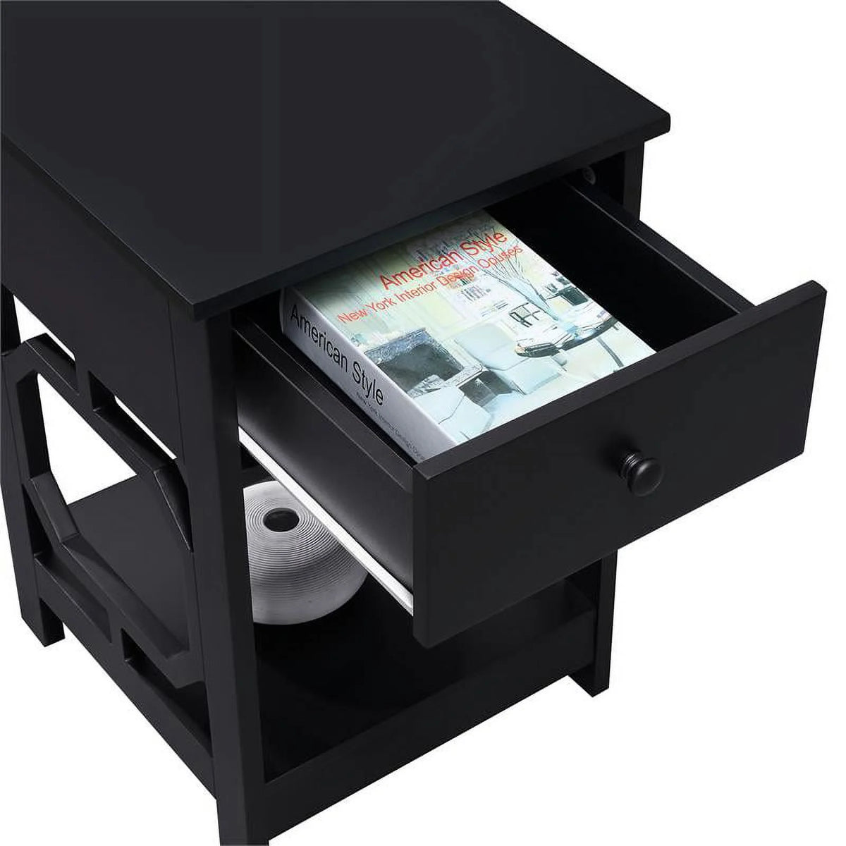 Black One-Drawer End Table Set of 2 D3260