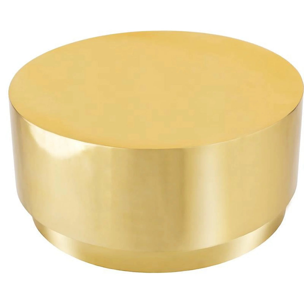 Gold Stainless Steel Drum Coffee Table M165314