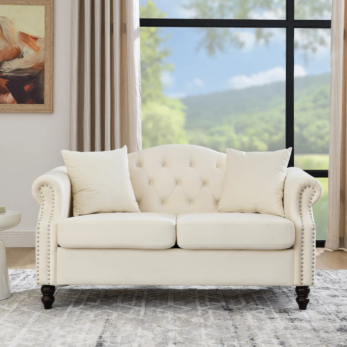 Grey Velvet 2 Seater Chesterfield Sofa R551768