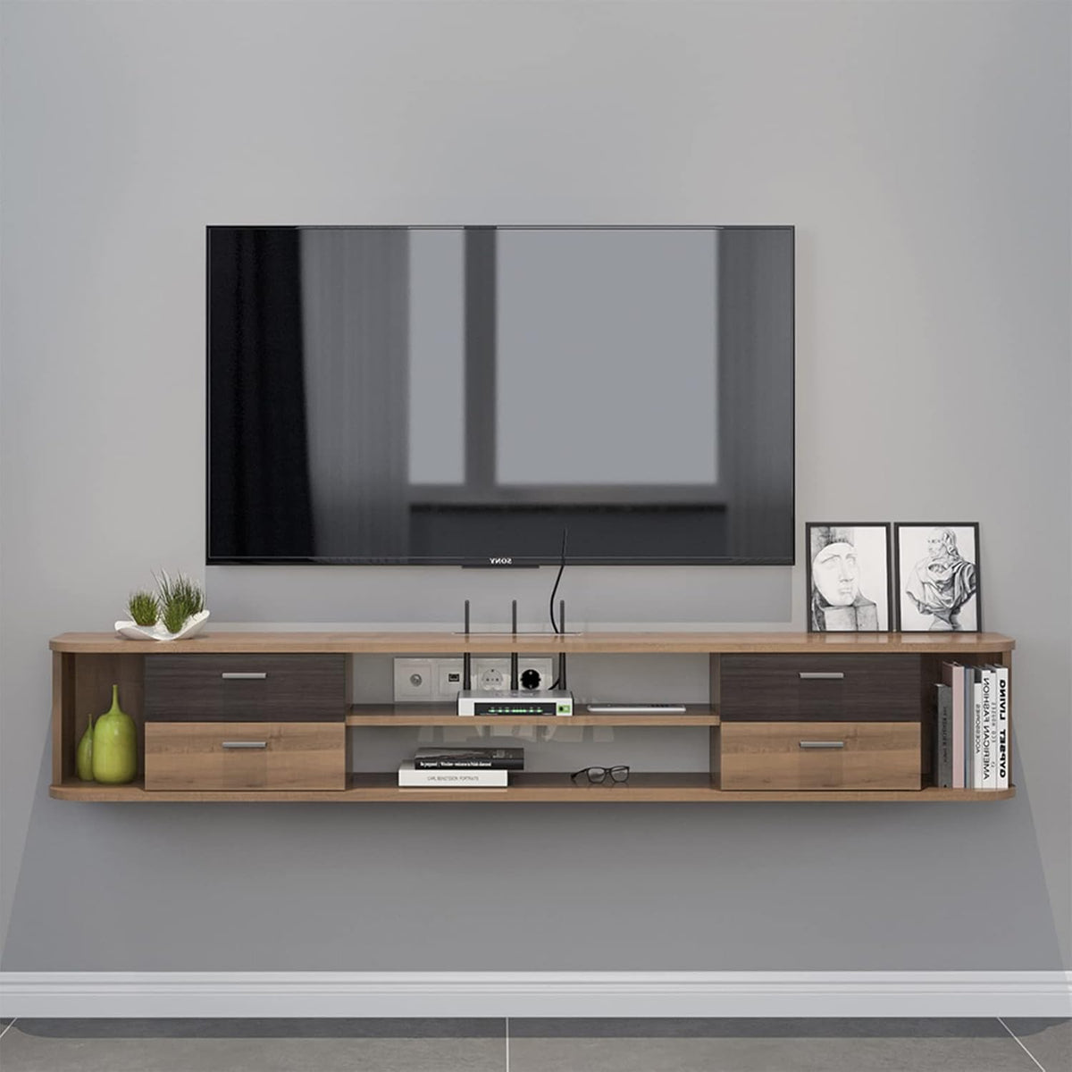 Wall Mounted Floating TV Stand with 4 Drawers G973