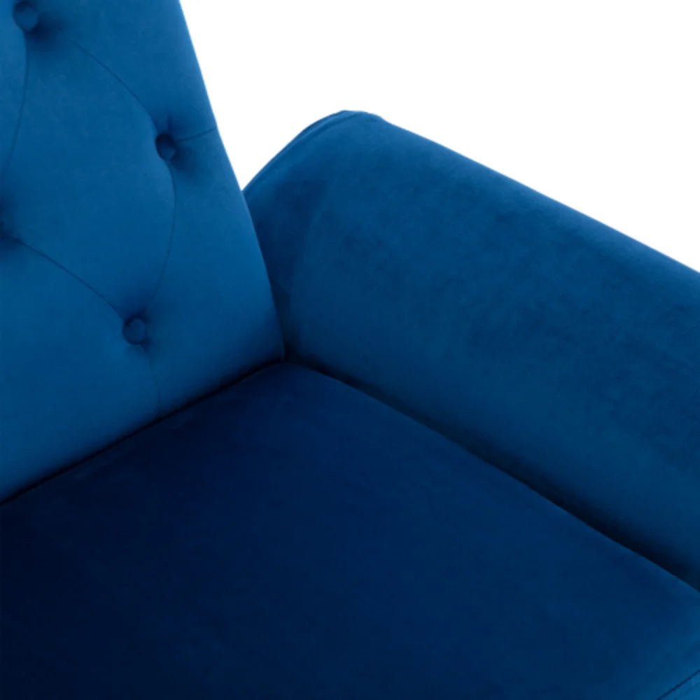 Navy Velvet Accent Chair with Ottoman U442