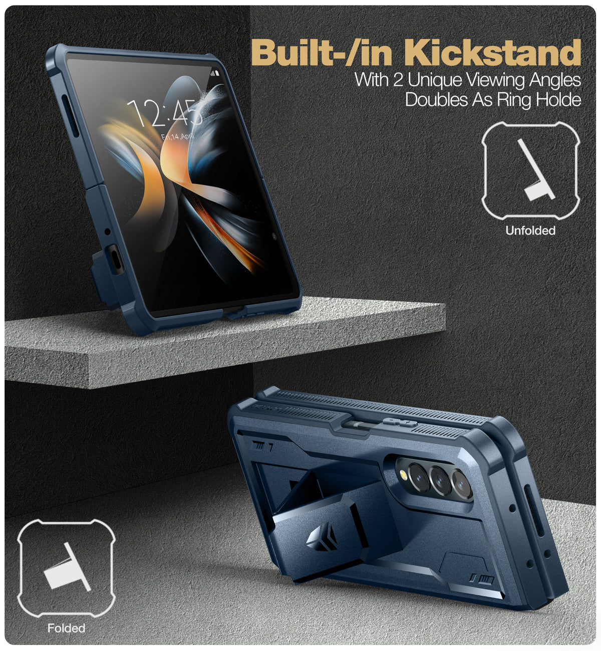 Navy Blue Shockproof Rugged Case with Kickstand P944