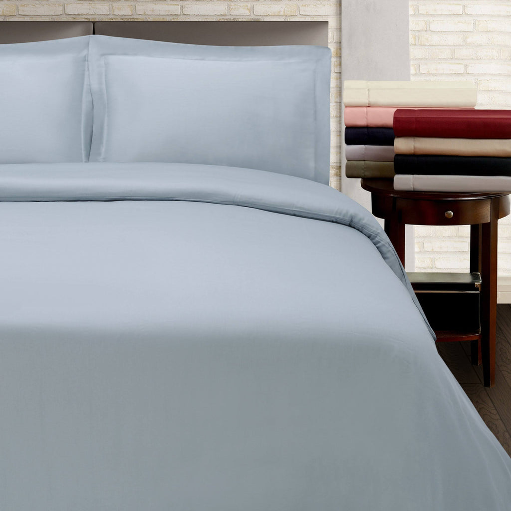 300 Thread Count Cotton Solid Duvet Cover Set Light Grey King/California King A997