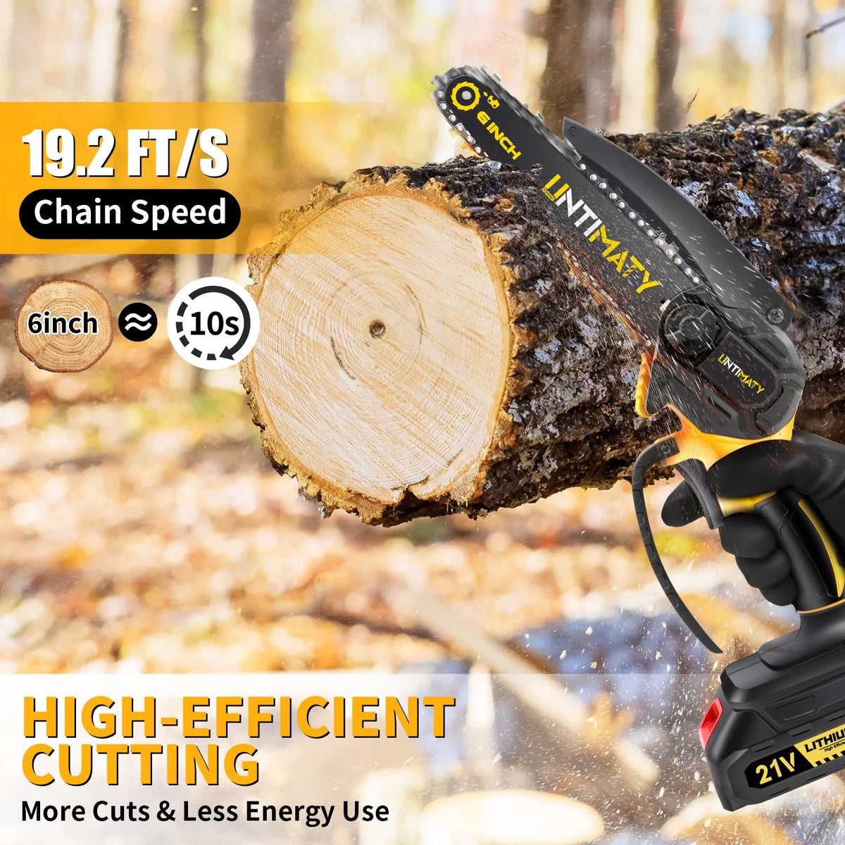 Mini Cordless Chainsaw, 6-Inch Battery Powered with 2 Batteries 2 Chains X92112