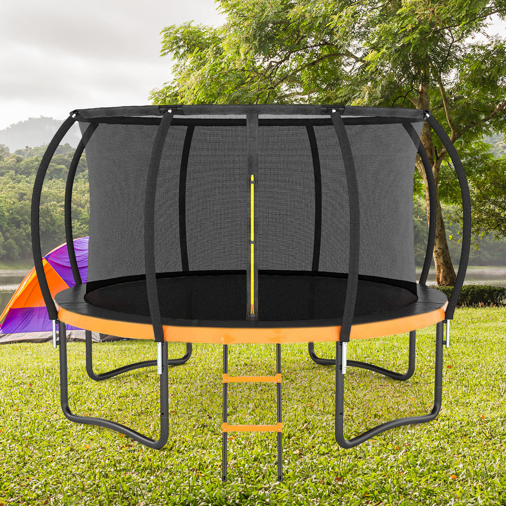 12 FT Outdoor Trampoline with Safety Fence Net, Ladder, PVC Spring Cover Pad R7620