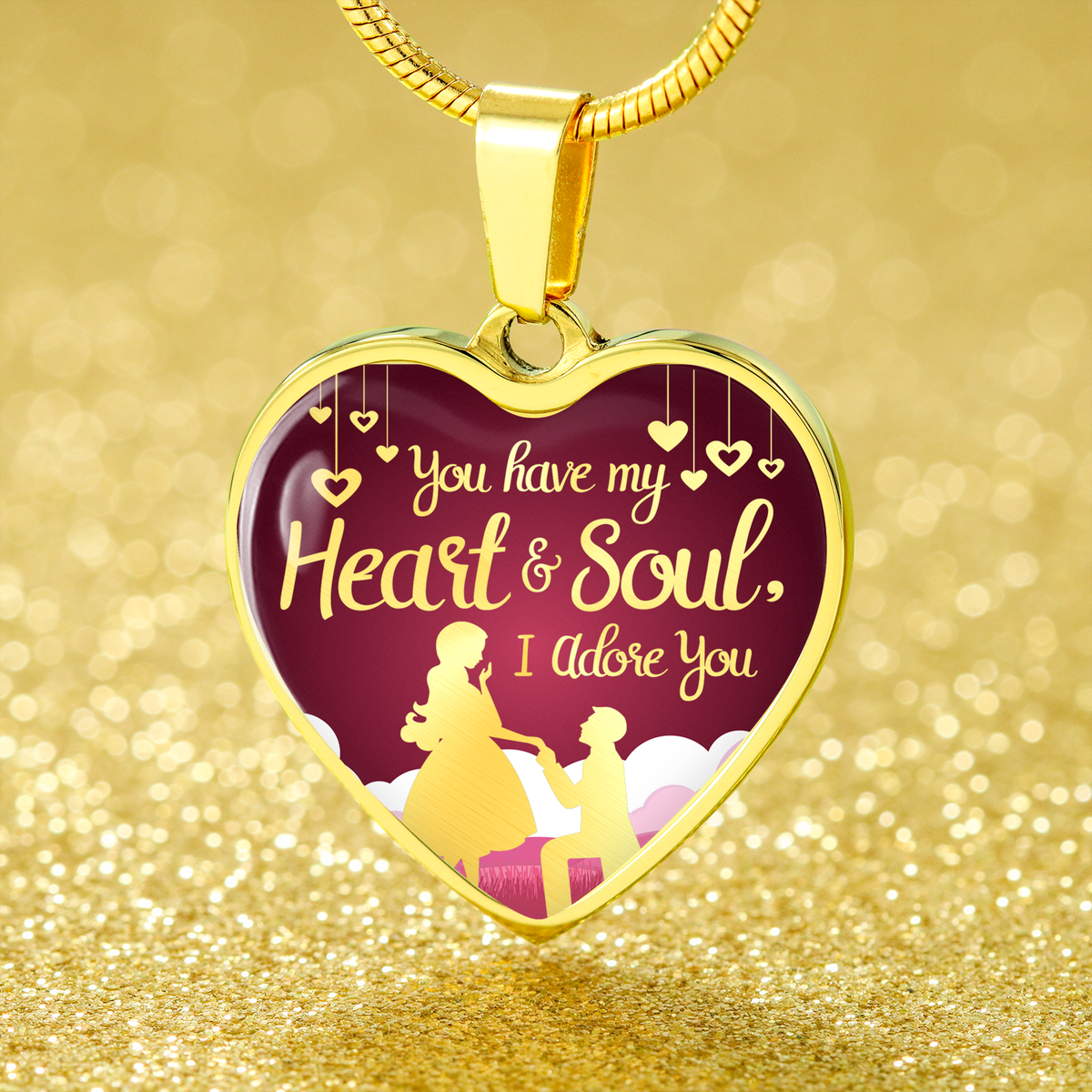 Stainless Steel or 18k Gold Heart Pendant Necklace N3388