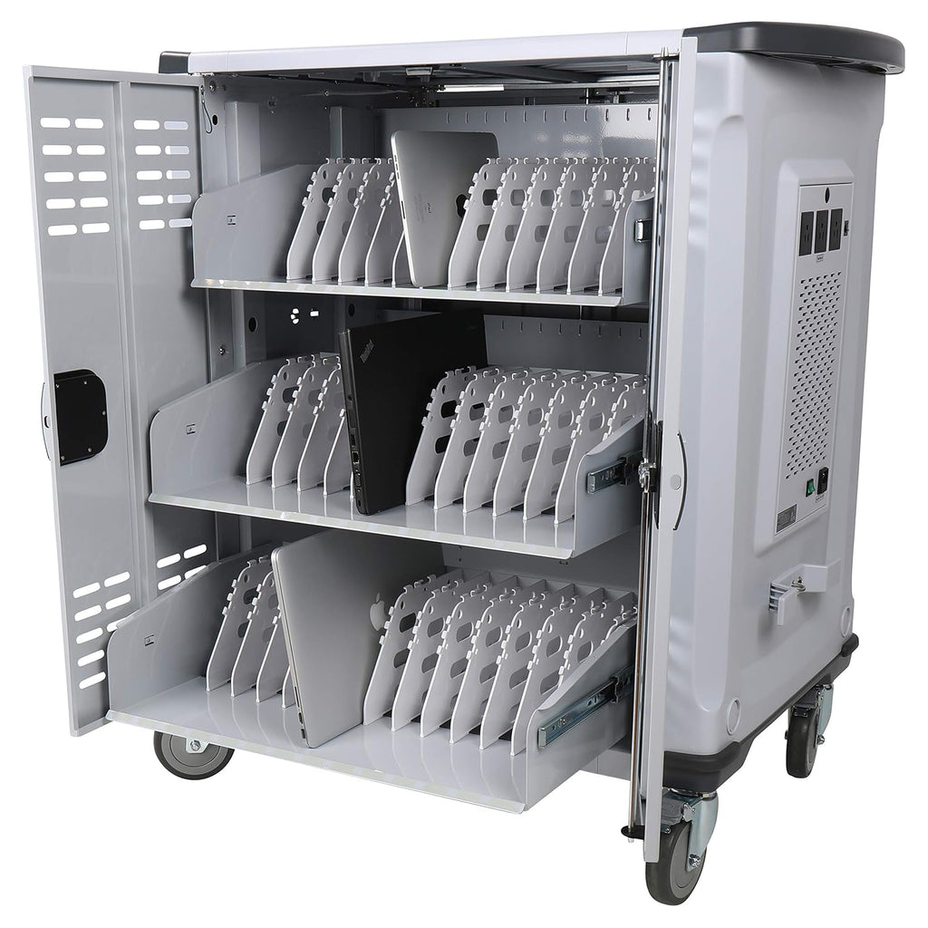 Fully Assembled 42 Device Mobile Storage Cart with 3 Outlets X8460