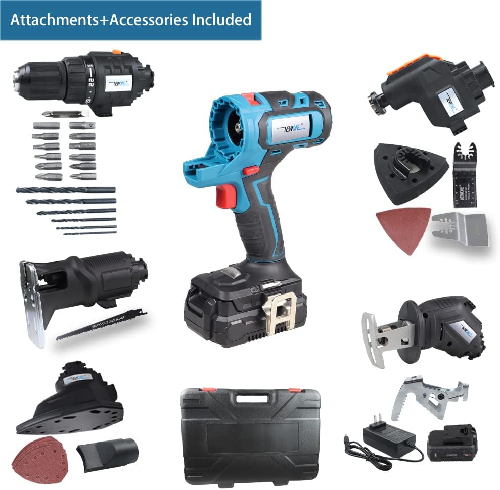 20V MAX Power Tool Combo Kit with Case, 4-Tool Attachments Drill, Reciprocating Saw, Oscillating Tool, Sander A176