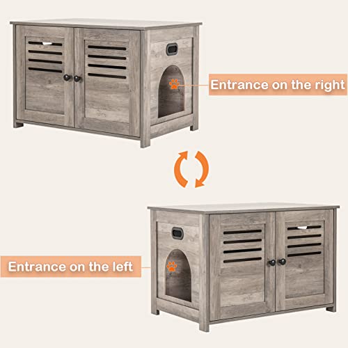 Espresso Wooden Litter Box Enclosure with Double Rooms, 47.2" G735