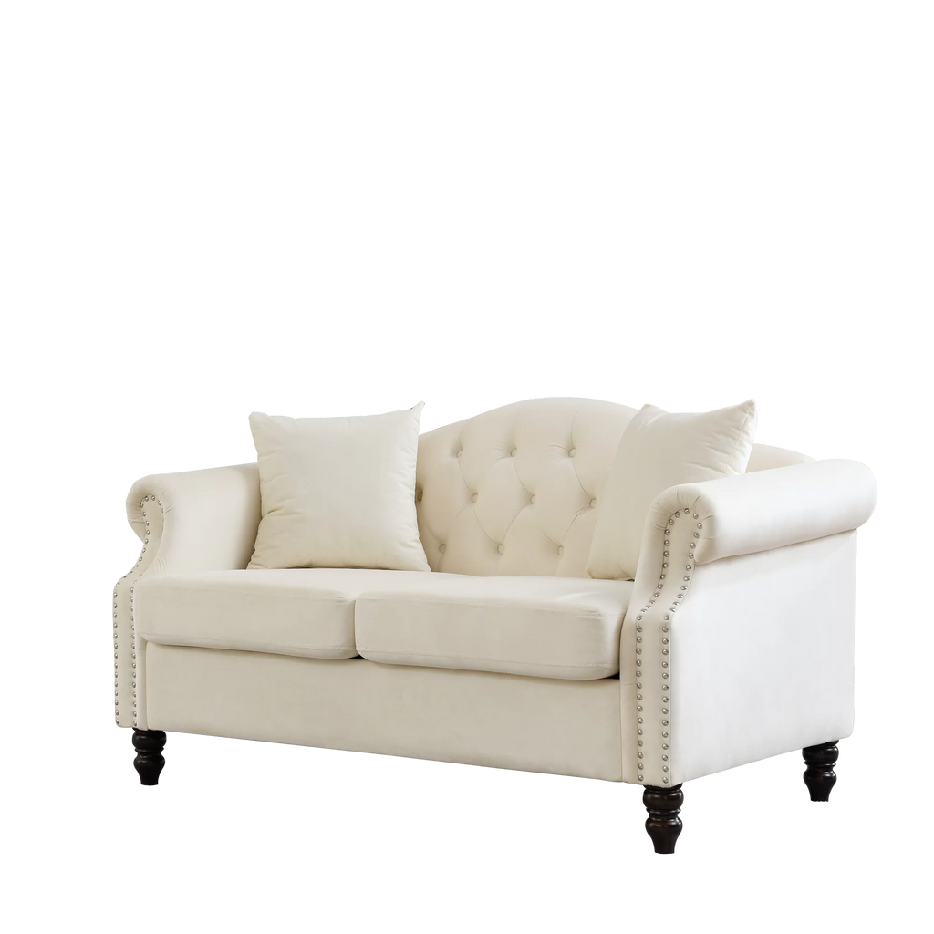Grey Velvet 2 Seater Chesterfield Sofa R551768