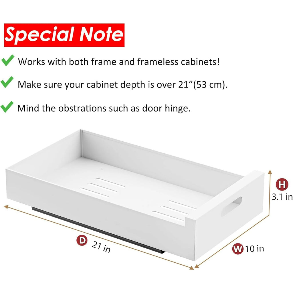 1 Pack 10-Inch Wide Carbon Steel Pull Out Cabinet Organizer W68896