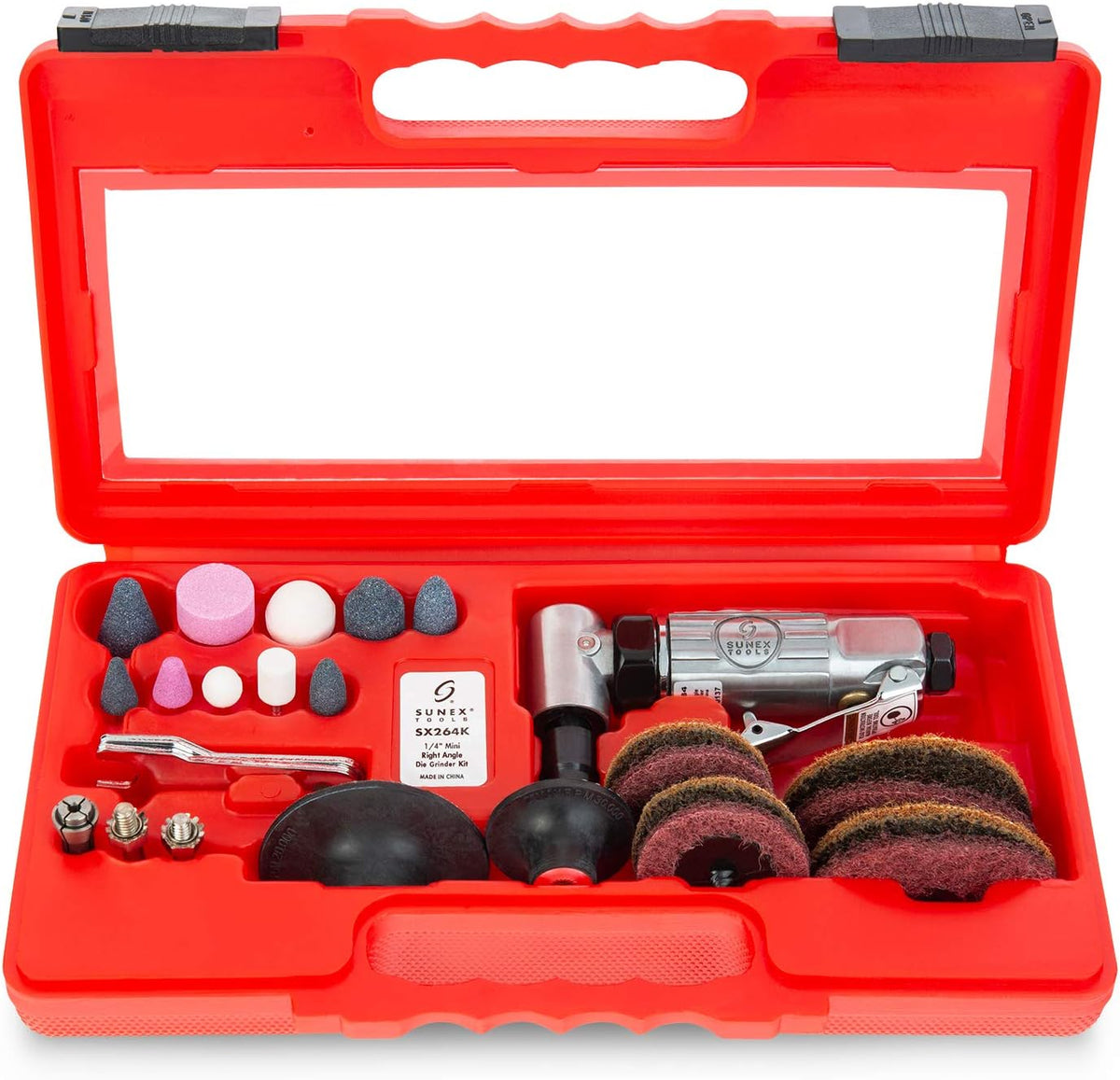 1/4 Inch Drive Mini Right Angle Air Die Grinder Kit with Storage Case A412